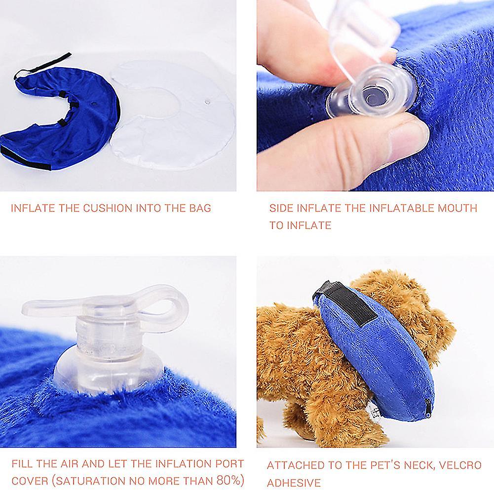 Adjustable PVC Inflatable Pet Collar with Hook Loop Fastener XS-L