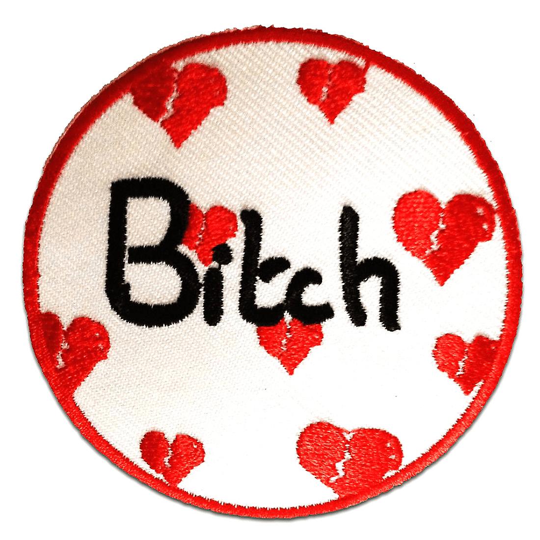 Patch / iron-on patch - BITCH! - white - Ø7.5 cm - Iron on appliqués patches