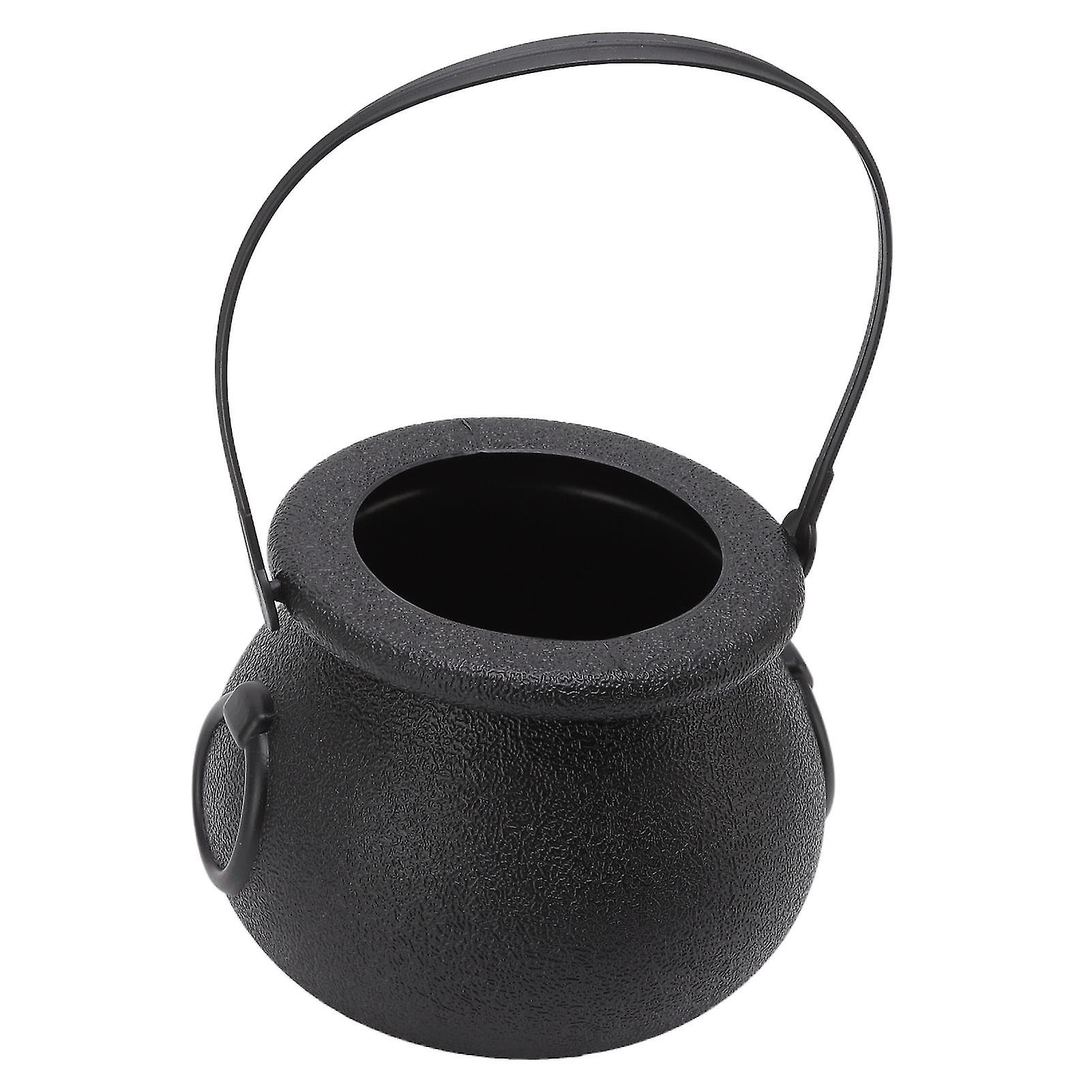 キャンディバケツプラスチックブラックポータブル大釜ケトルハロウィンパーティーデコレーション子供用ハンドル付き