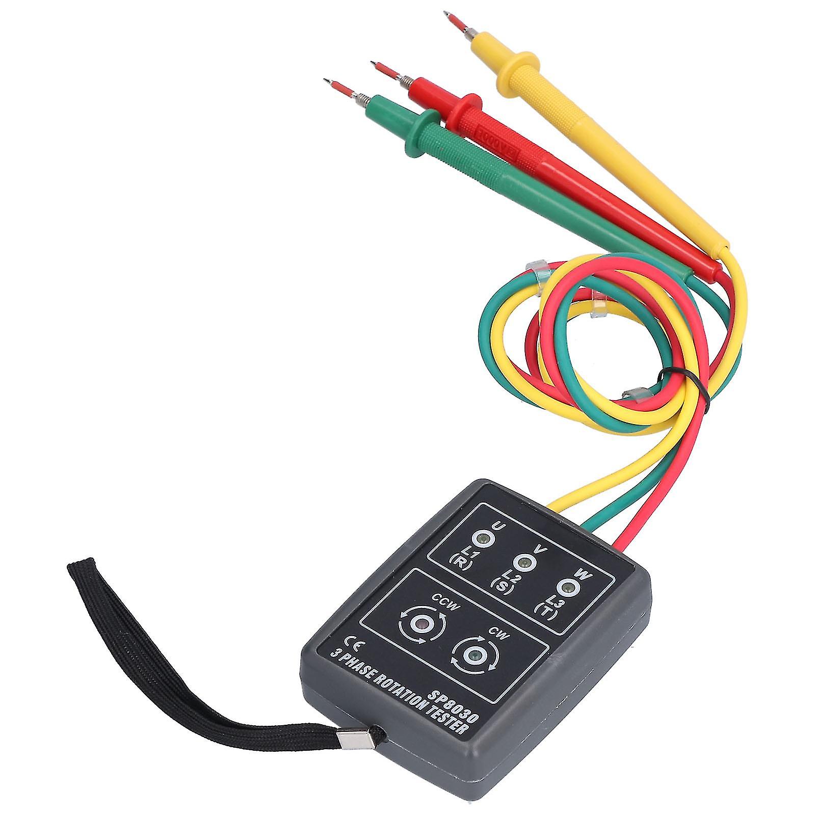 SP8030 3 Phase Rotation Meter High Accuracy Portable Industrial Phase Sequence Meter AC 60‑600V