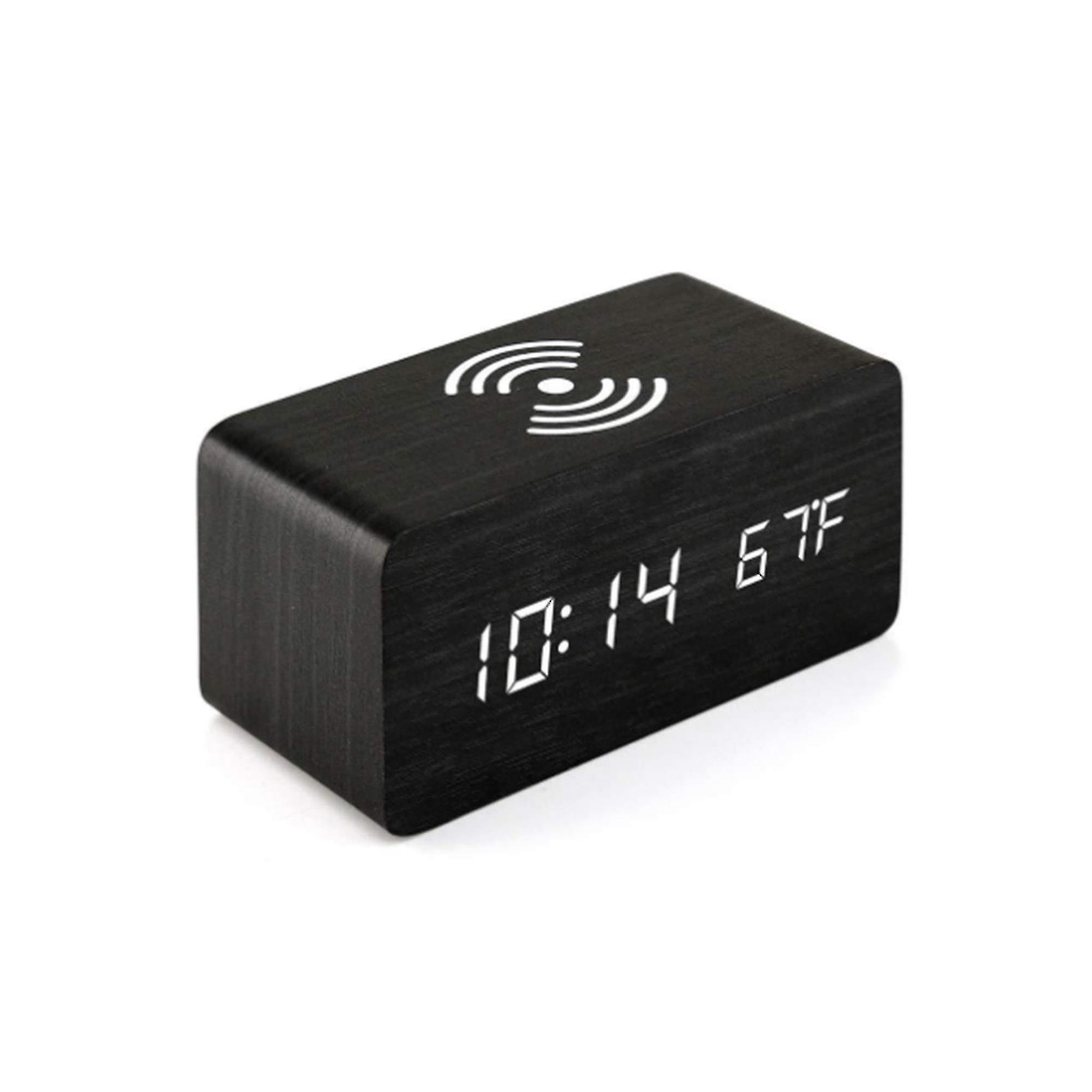 Digital Led Alarm Clock Wireless Charging Sound Contr