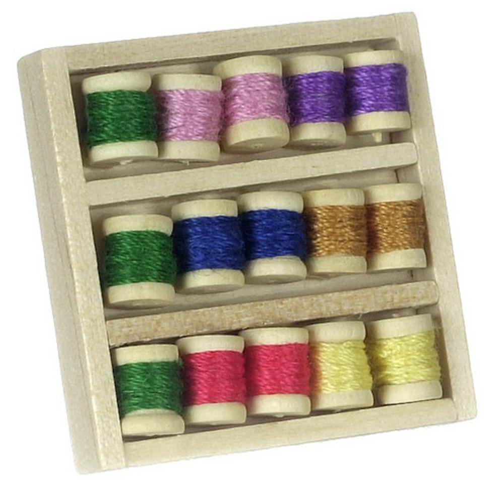 دمى البيت مصغرة Haberdashery غرفة الخياطة مربع ملحق من بكرات القطن