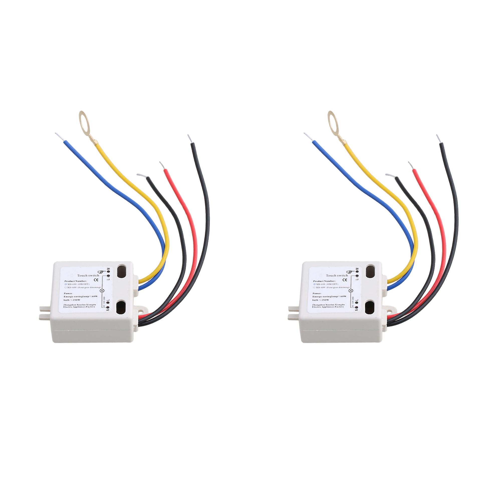 Square Shape Plastic ON-OFF XD-608 Touch Switch 120V White Pack of 2