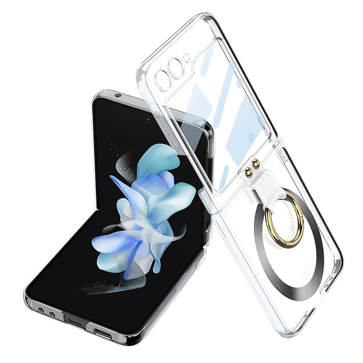 Magnetic Plating Case For Samsung Galaxy Z Flip 5 Compatible With Magsafe, Slim Pc Cover With Ring Holder & Front Screen Protector