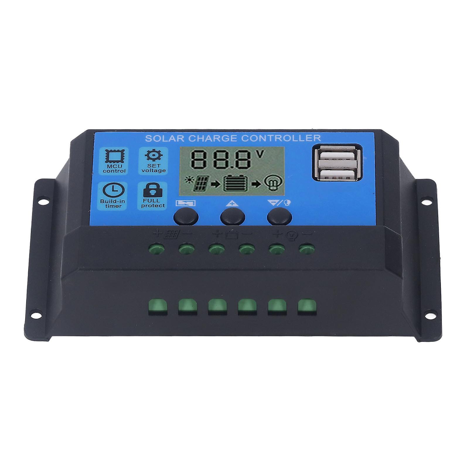 Qukaim Solar Charge Regulator Solar Charge Controller, Dual USB 5V Output, PWM Charging Control Regulator for 12V 24V Systems, 40A Maximum