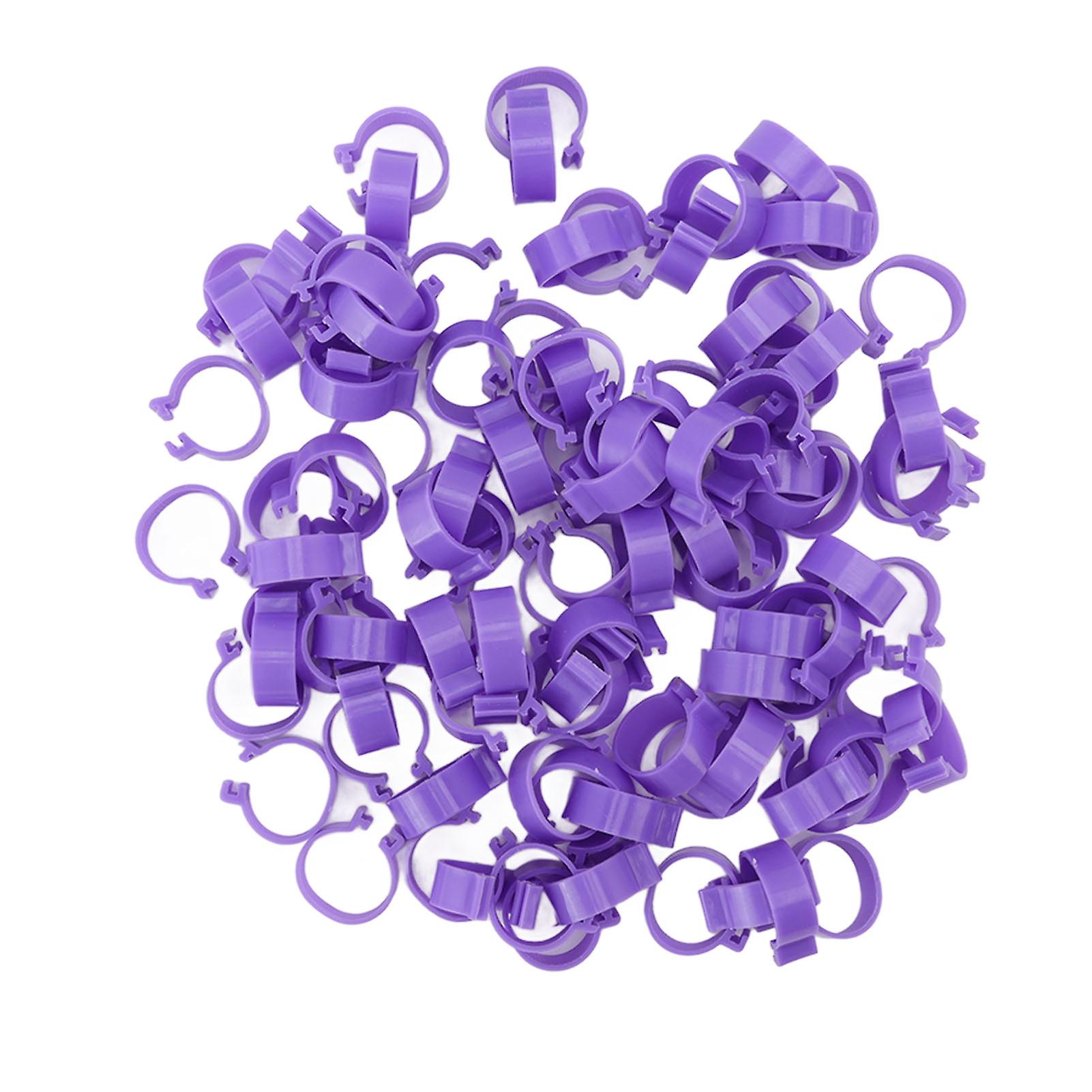 100 Pcs Chicken Duck Hen Goose Leg Rings Farm Tools Purple 25mm