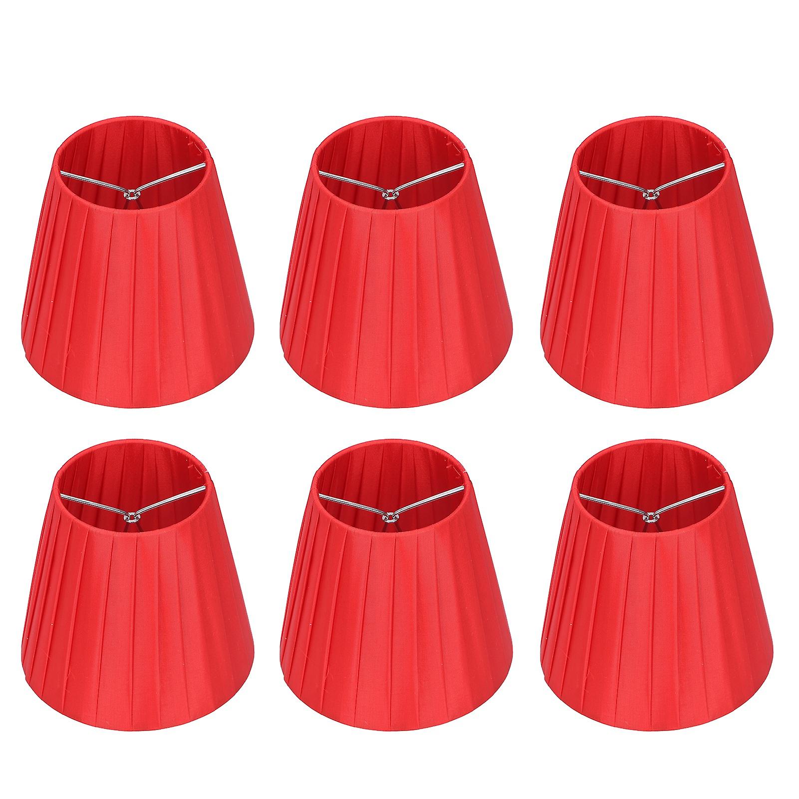 Set of 6 Modern Fabric Lampshades for Table Lamp, Crystal Chandelier, Wall Sconce, Red