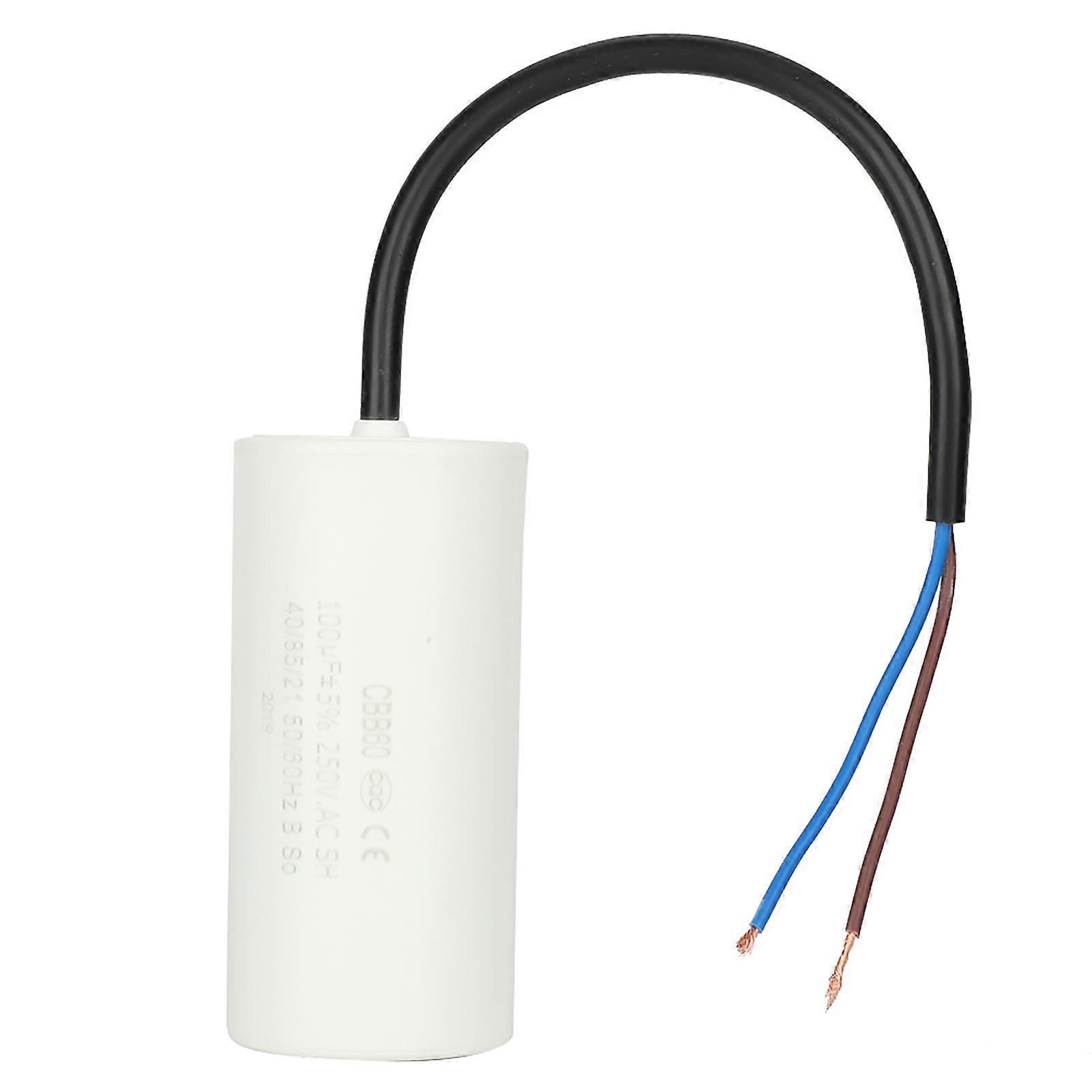 Qukaim CBB60 Capacitor CBB60 Run Capacitor with Wire Lead, 250V AC, 100uF, 50/60Hz for Motor Air Compressor, Electrical Component