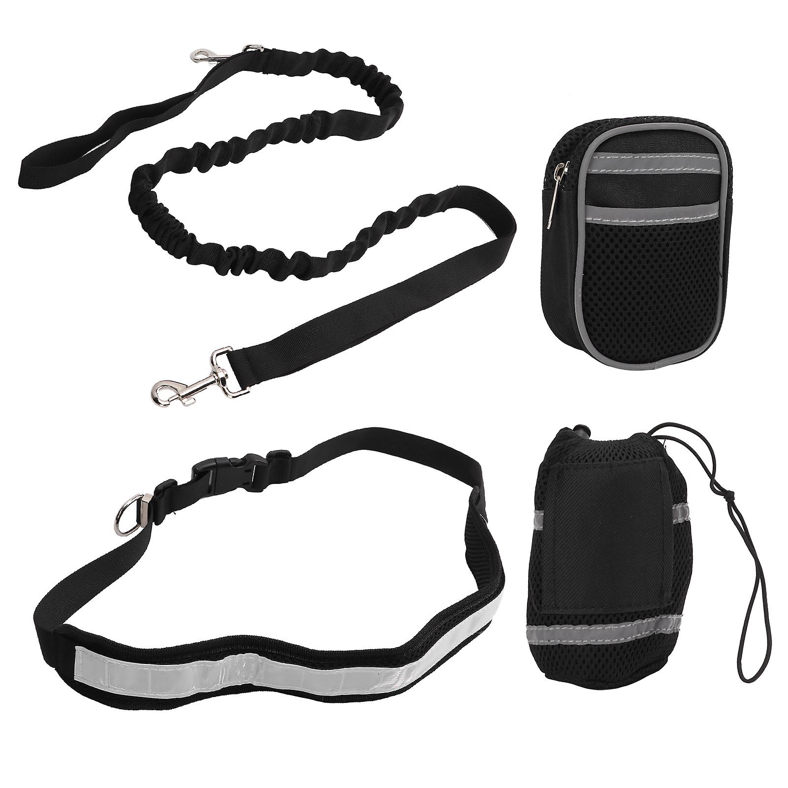 Adjustable Reflective Dog Training Waist Pack Leash 9x5x12cm Black