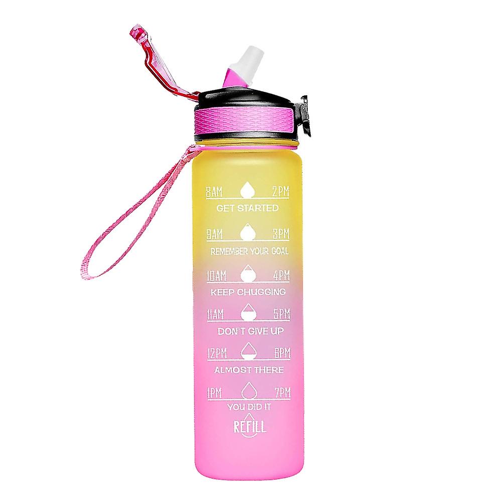32oz Motivational Water Bottles with Times to Drink & Straw,Leakproof BPA Free Bottle with Time Mark