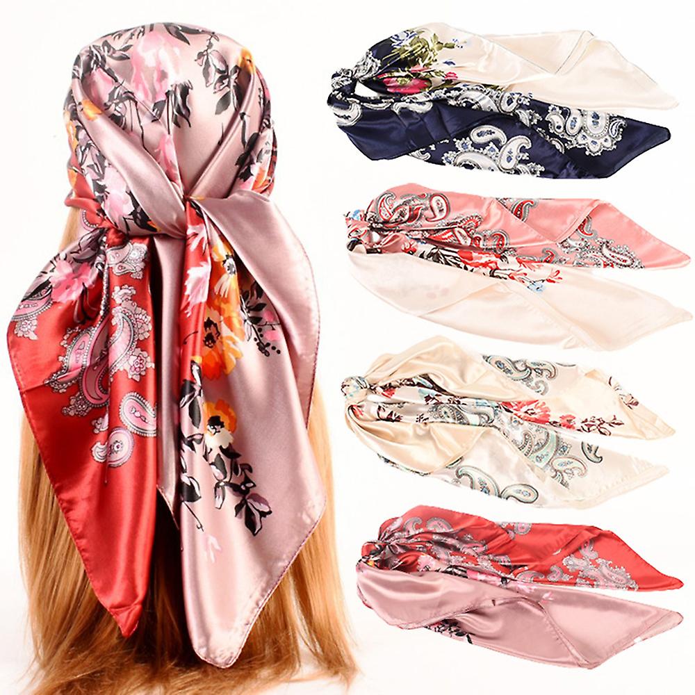 Scarf For Women As Silk Satin Scarf For Hair Wrapping At Night Bandana Square Designer Scarf For Sleeping 90cm