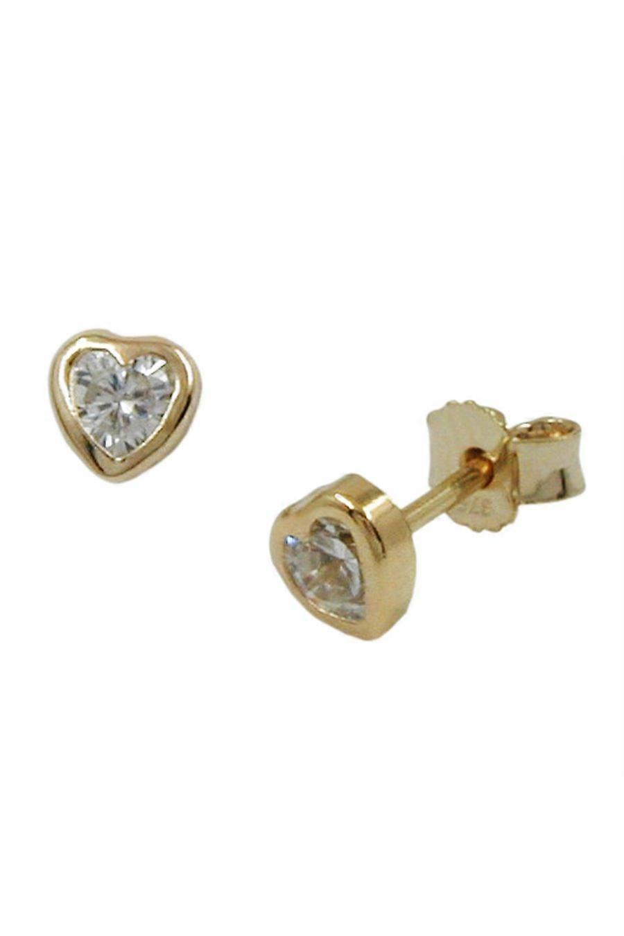 Earrings Heart Cubic Zirconia 9k Gold - Gl430521