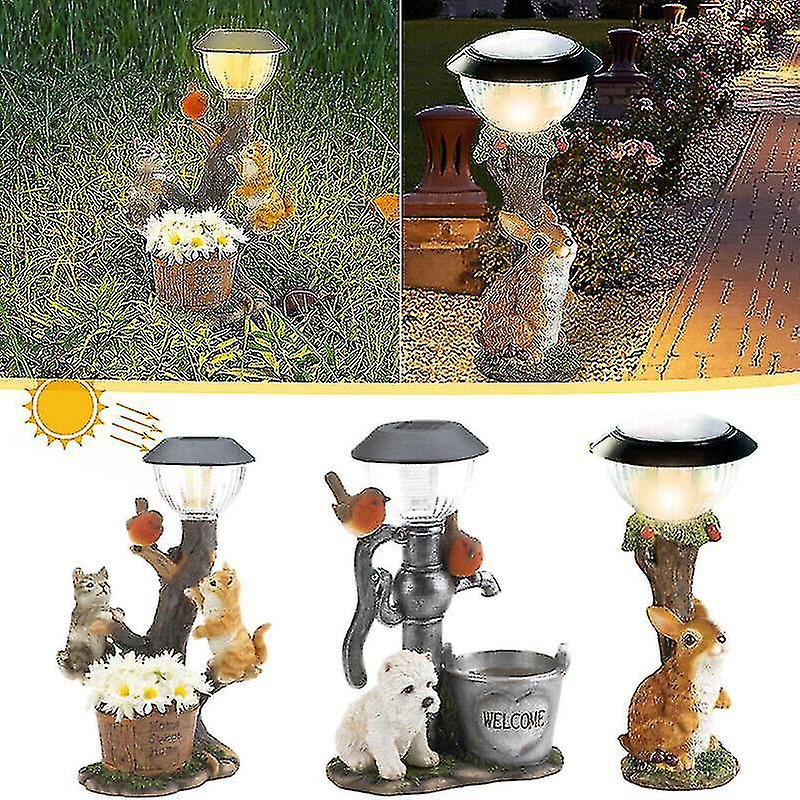 Solar Garden Statue Ornament Animal Light Cat Climbing Lawn Lamp Decor Crafts