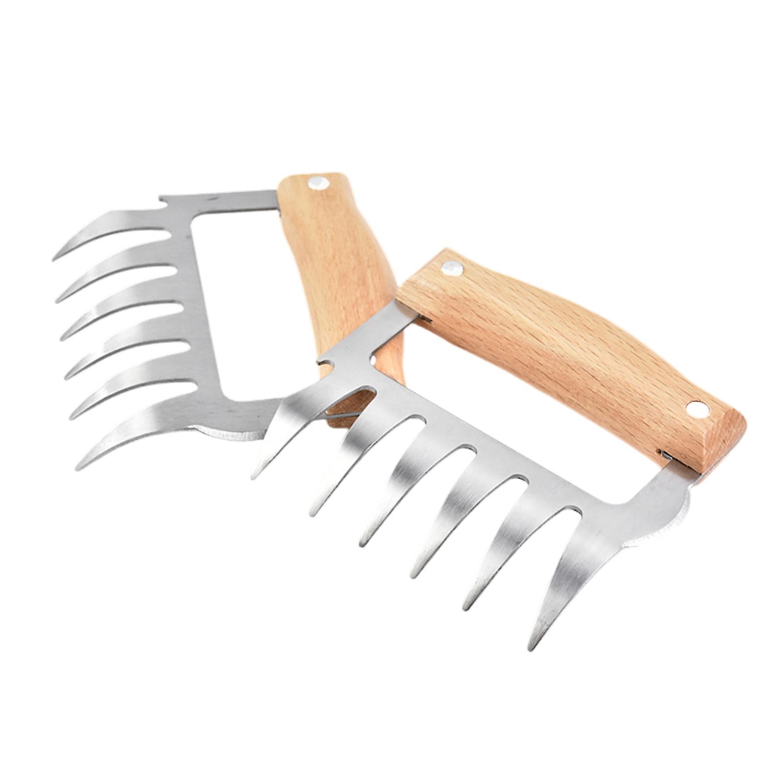 Metal Meat Claws for Shredding Metal Meat Claws with Wooden Handle for Shredding Pulling Lifting Serving