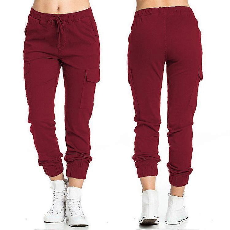Dambyxor Arbetskläder Casual Elastisk midja String Sidofickbyxor Dambyxor