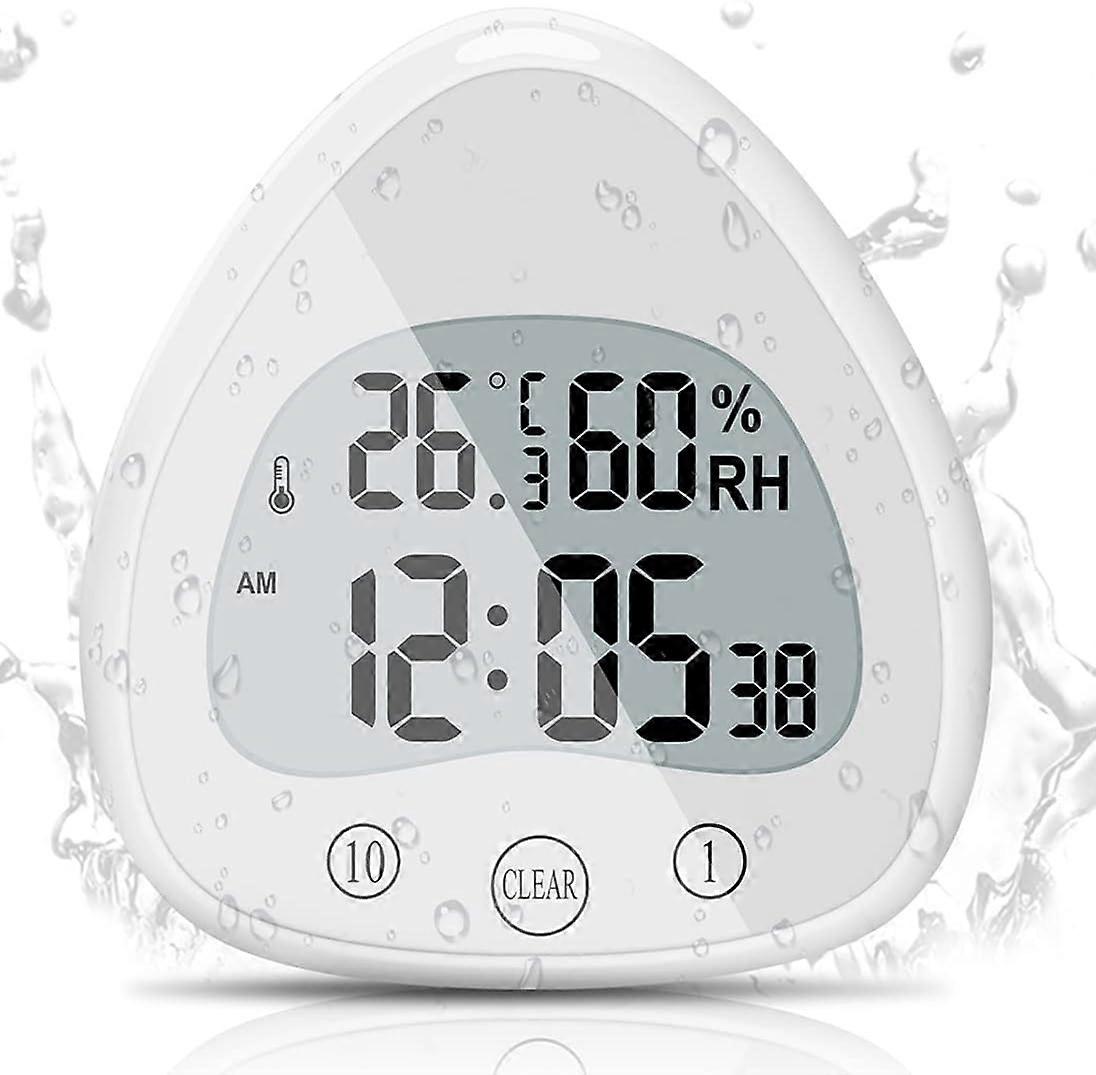 Digital Bathroom Clock Waterproof Shower Timer LCD Timer °C/°F Temperature Humidity Kitchen Timer with