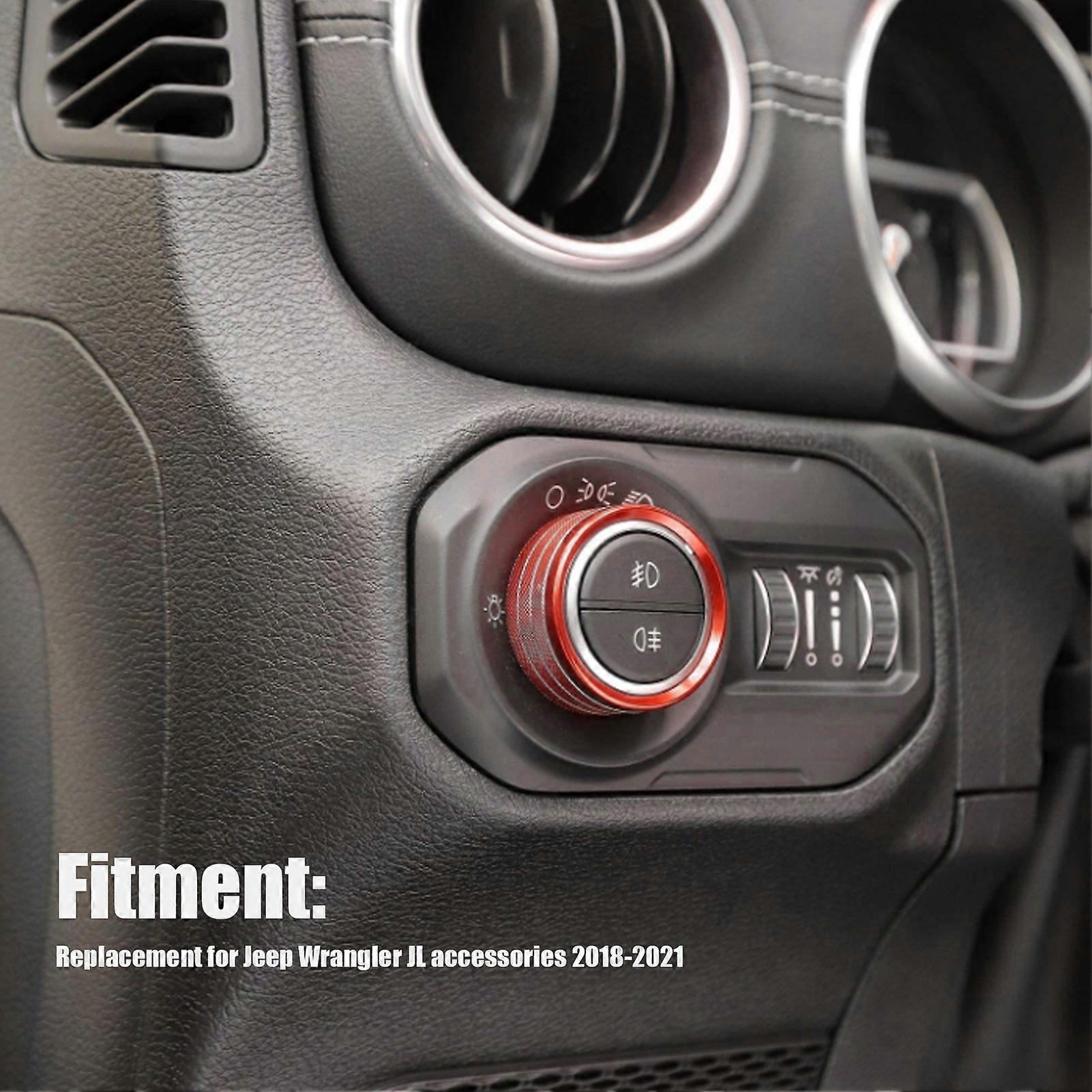 Auprite A/C Switch Button Covers And Headlight Knob Cover For Jeep Wrangler JL JLU