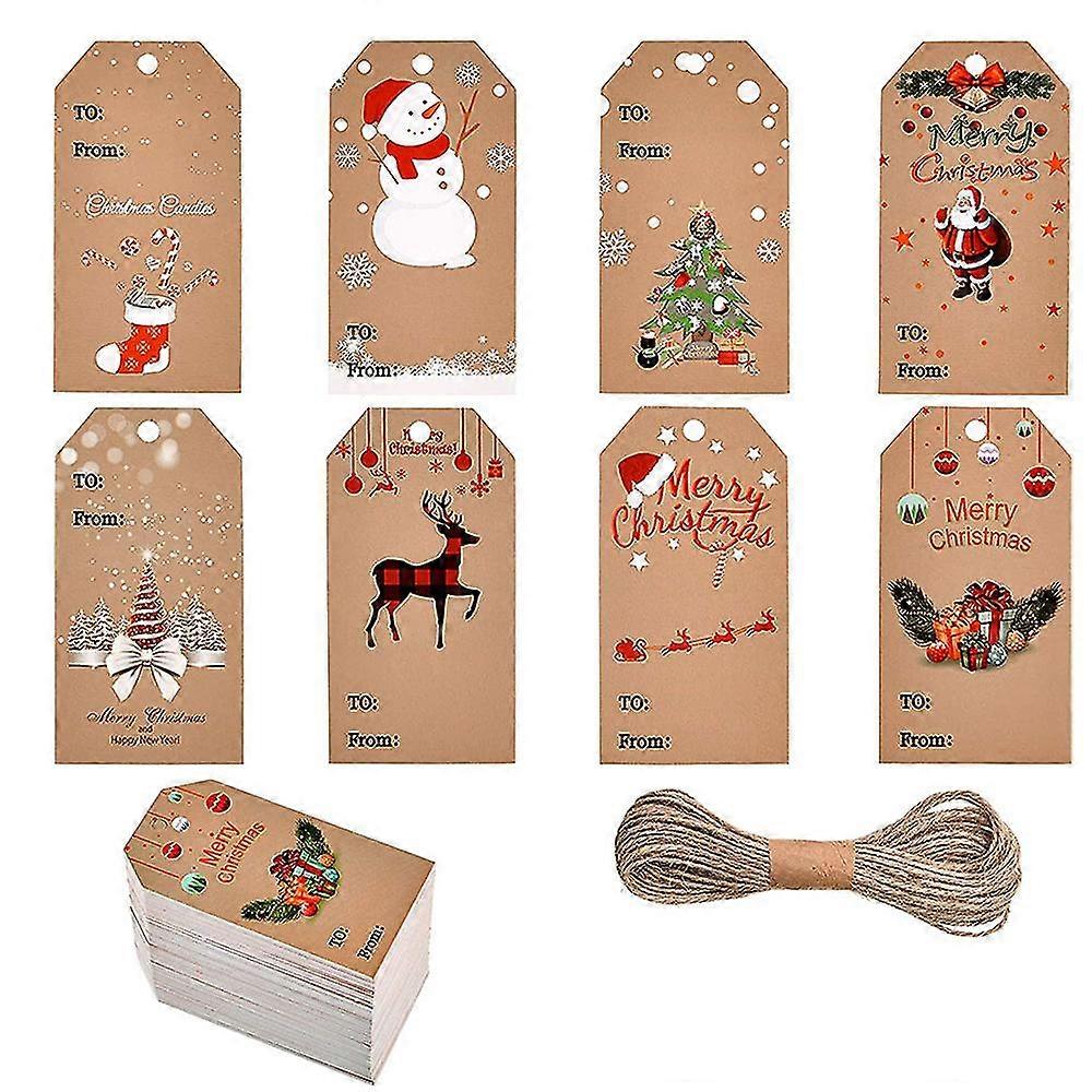 Packaging Festif étiquettes Ficelle 24 Boîtes Cadeaux Noël Kraft - X Avec Étiquettes Et Ficelle 9.4x6x14cm Emballage Cadeau