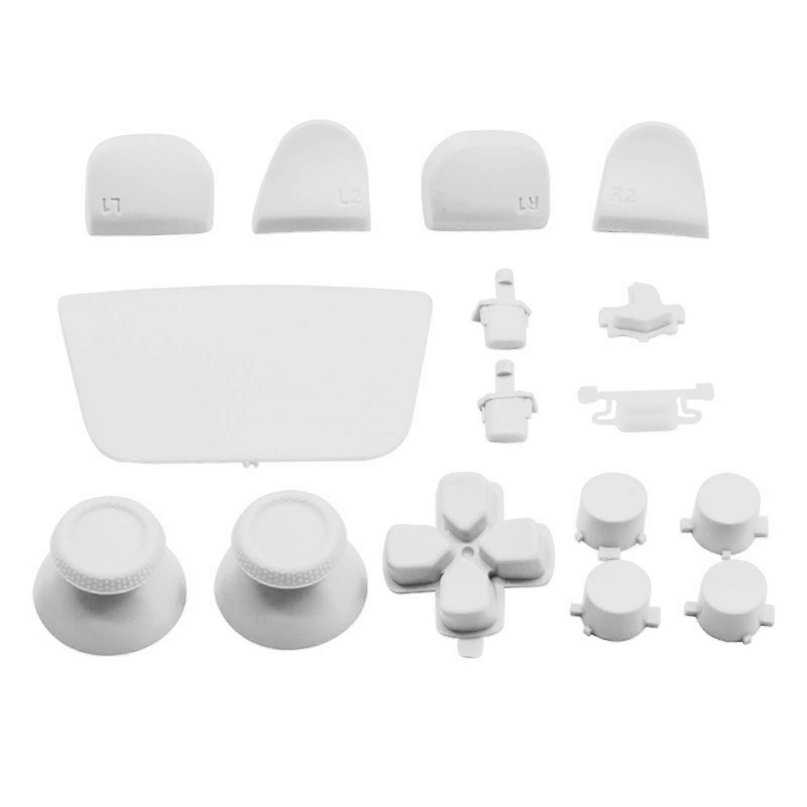 16Pcs Game Controller Replacement Buttons for PS5 Gamepad Replacement Thumbstick Trigger Buttons for PS5 Controller White