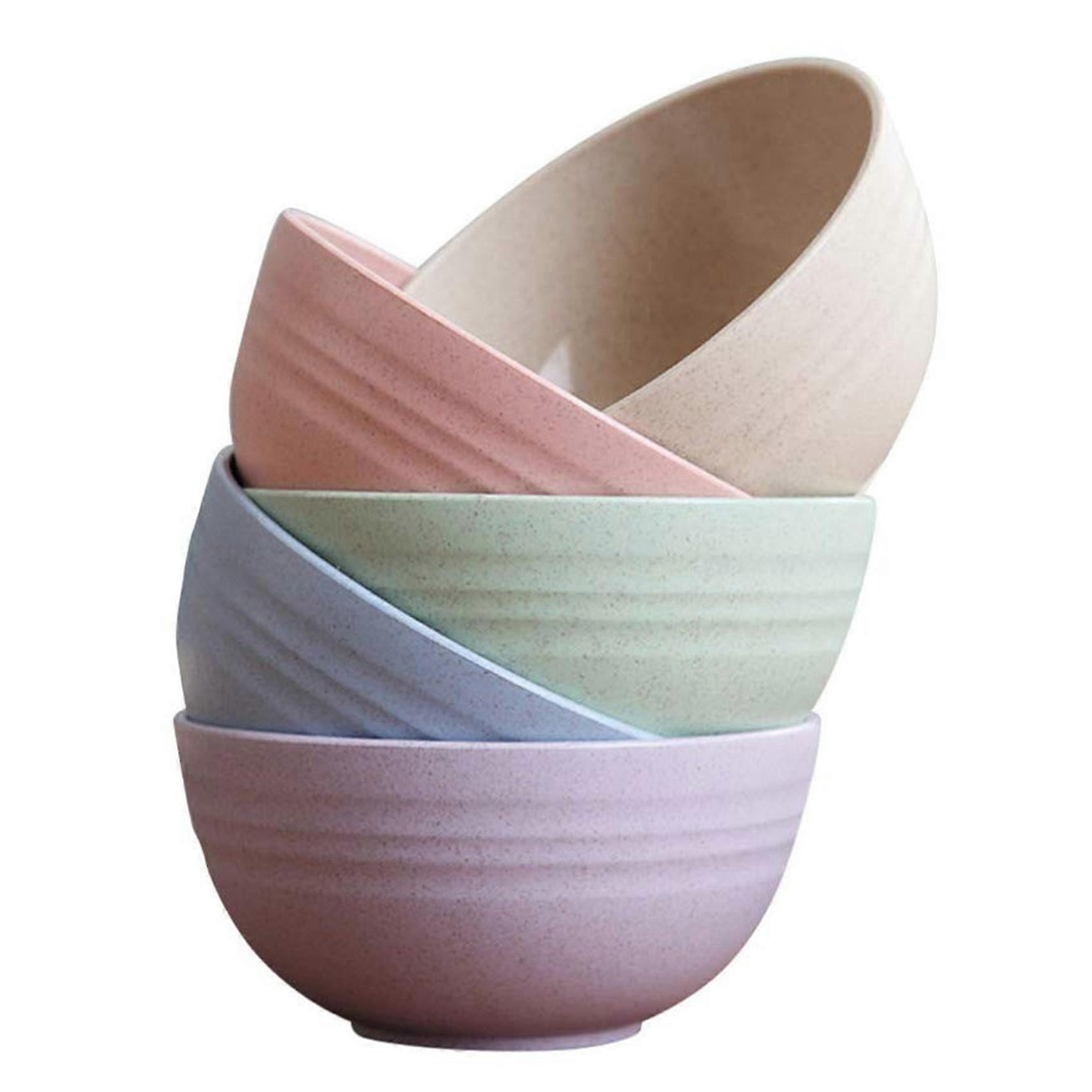 5 PCS 12cm Cereal Bowls Wheat Straw Unbreakable Reusable Bowlalad Bowl Soup Bowl Noodle Container Mixing Bowls