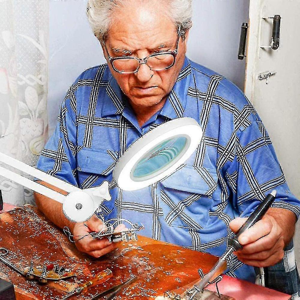 2025 LED μεγεθυντικός λαμπτήρας με μεγεθυντικό φακό 5 διόπτρας και ρυθμιζόμενο φως για ανάγνωση χειροτεχνίας και εργασία ακριβείας