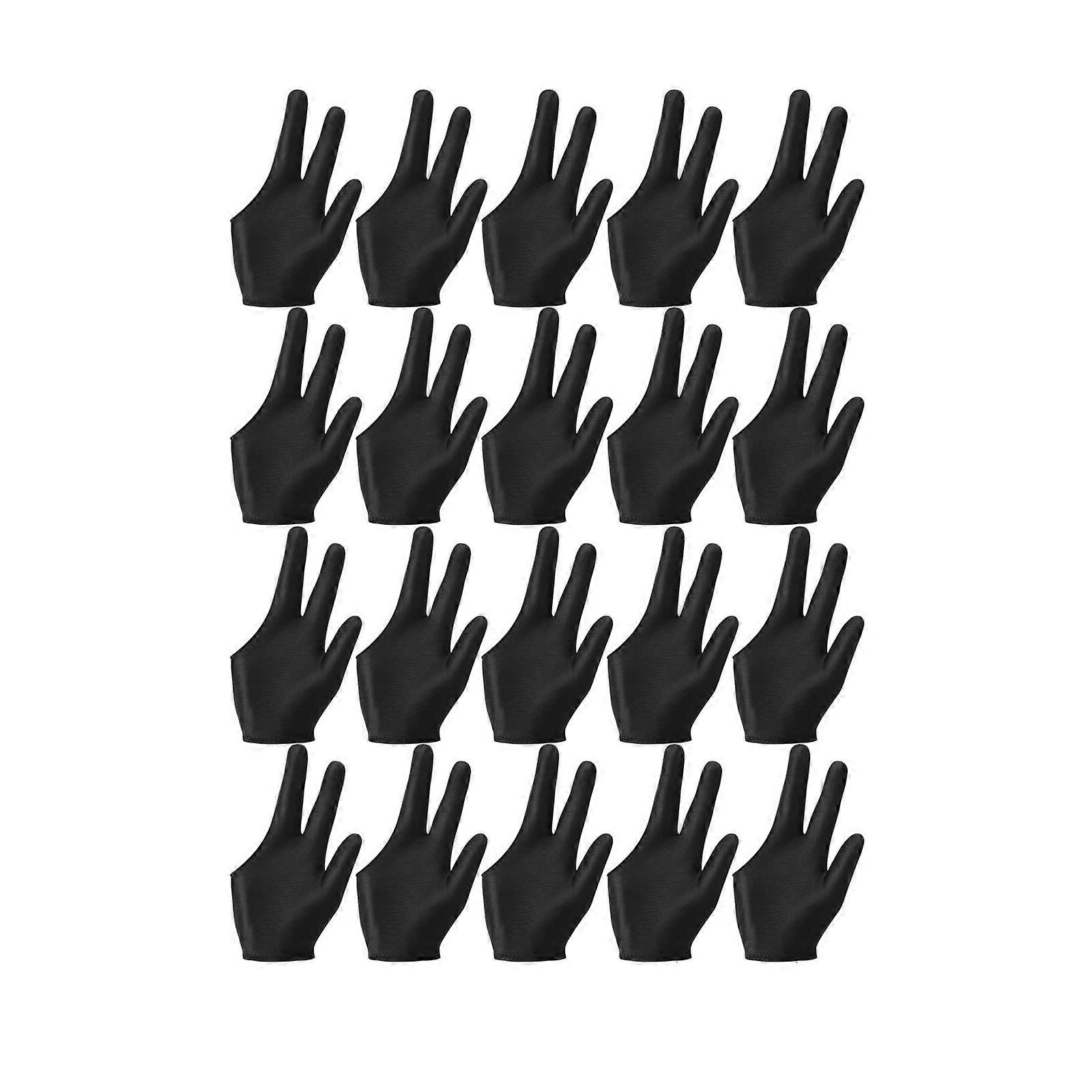 20 Pz Traspirante Guanti Da Biliardo Snooker Sinistro Destro Guanti 3 Dita Cue Guanti Compatibili Donne Uomini Accessori Da Biliardo nero