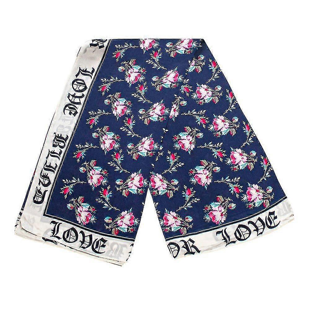 scarf with rose motif - navy  , no. 17