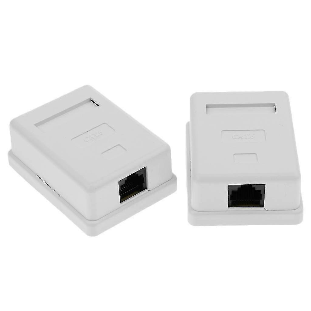2x Cat6 Single Port Surface Mount Outlet Box  Face Plate & Backbox Combo
