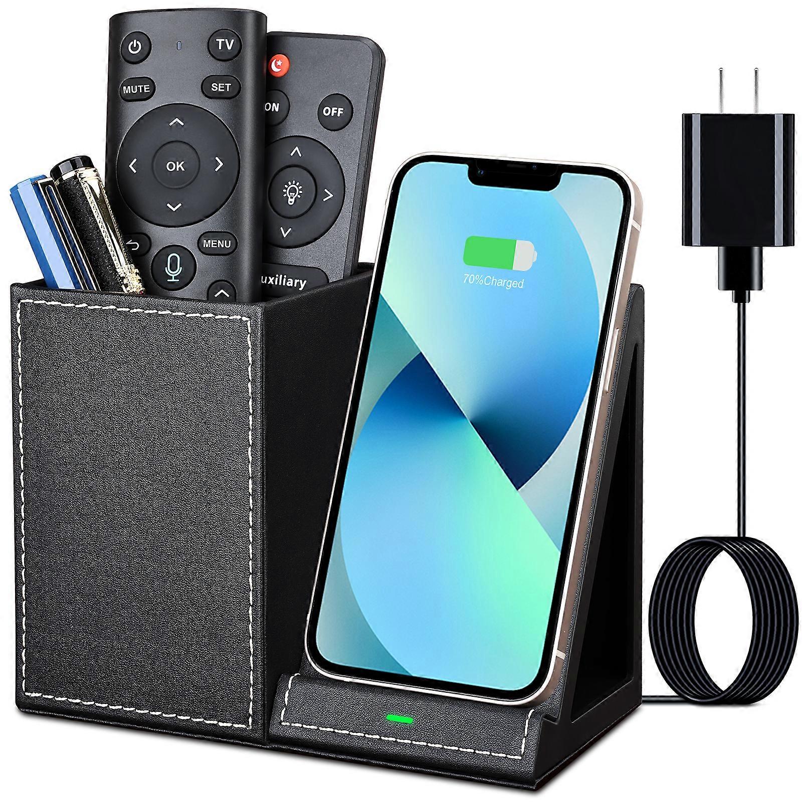 Home Office Desk Storage Organizer Sundries Holder with 10W Fast Apple Wireless Charger Docking Station for iPhone 14 13 12