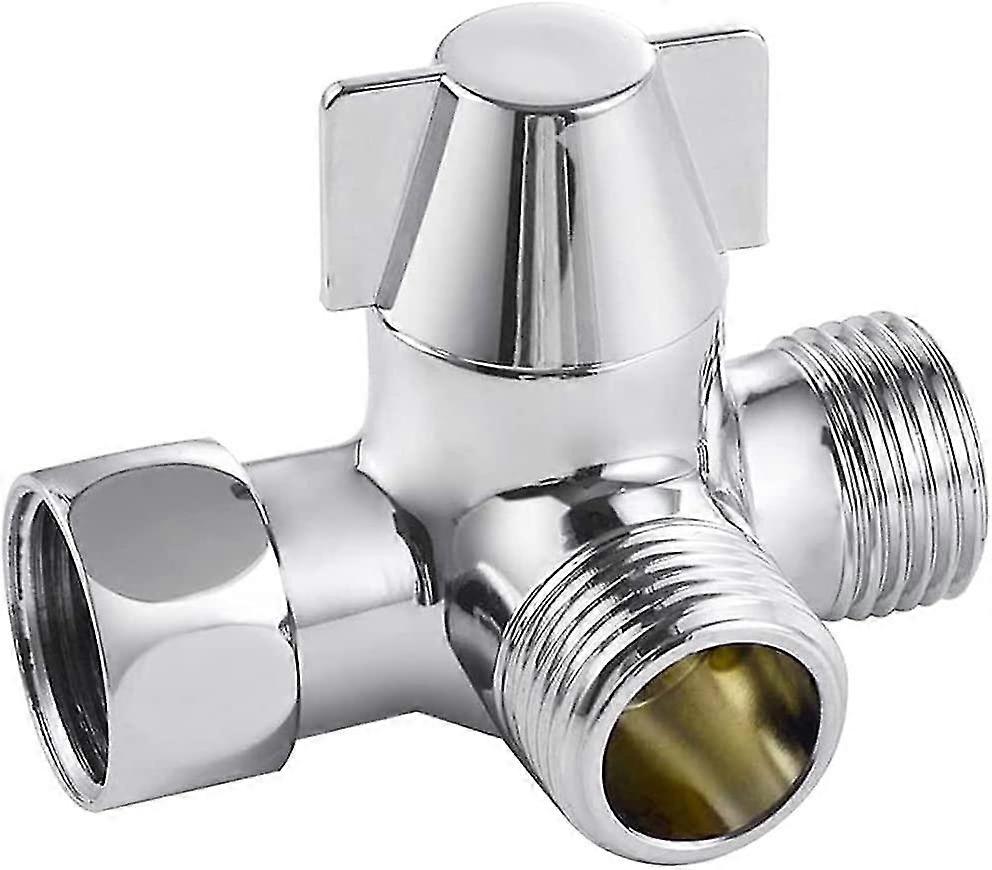 thumbnail interactive-video image 1 of Shower Head Diverter Valve, G1/2" Wall Mounted Round Copper Bathroom Shower Adapter With Base Accessories 3-Way Shower Splitter For Bathroom Shower 1 of 10