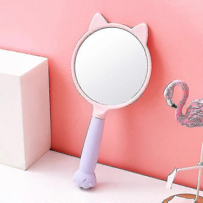 Handheld Hand Mirror Cute Cat Kitten Design With Paw Handle Portable Handheld Mirror Comptiable With