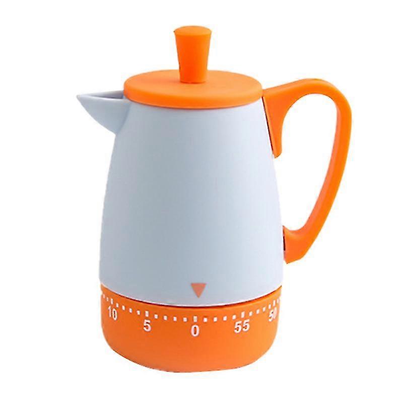 teapot shape mechanical timer home use countdown timer manual cooking timekeeper kitchen reminder (orange)