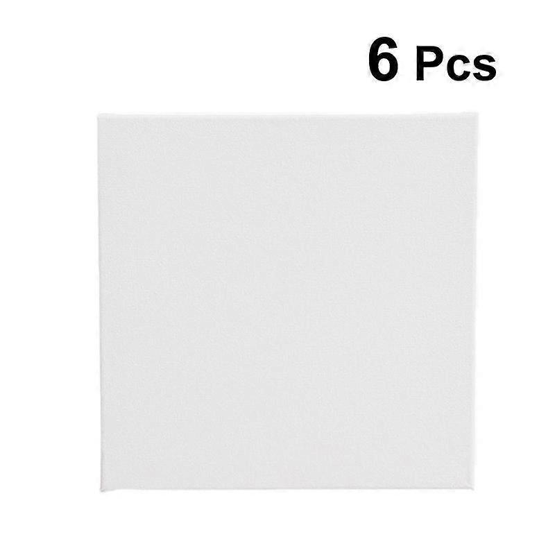 6pc Wood Painting Frame Square Cotton Solid Stretched Canvas Frame For Drawing Painting 15 X 15cm (White)