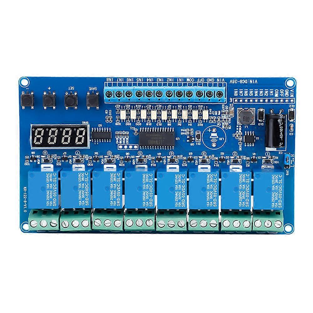 8~36V 8~channel Multifunction Time Delay Relay Interface Board Module Optocoupler LED NO.3176