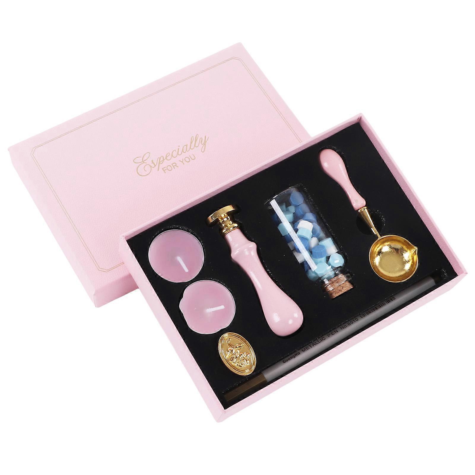 Wax Stamp Kit Retro Clear Pattern Retro Wax Stamp Sealing Kit with Detachable Handle for DIY Envelopes Invitation Decoration