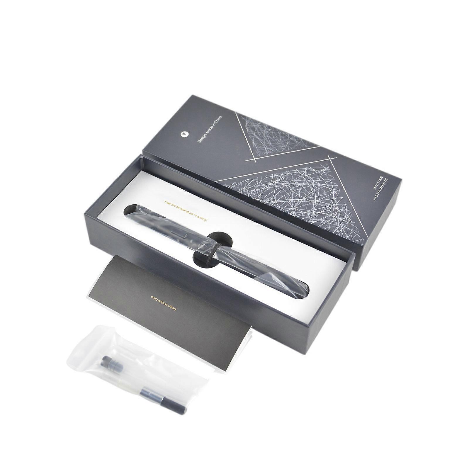 Moonman A1 Press Fountain Pen, Retractable Extra Fine Nib Metal Black with Clip / No Clip & Converter for Writing