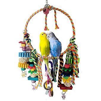 Bird Swing Toy Bird Perch with Colorful Chewing Toys and Cotton Ropes Suitable for Lovebirds Finches