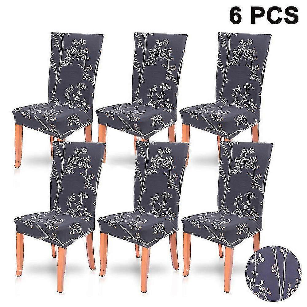 6pcs Fit Stretch Removable Washable Short Dining Chair Protector Ty