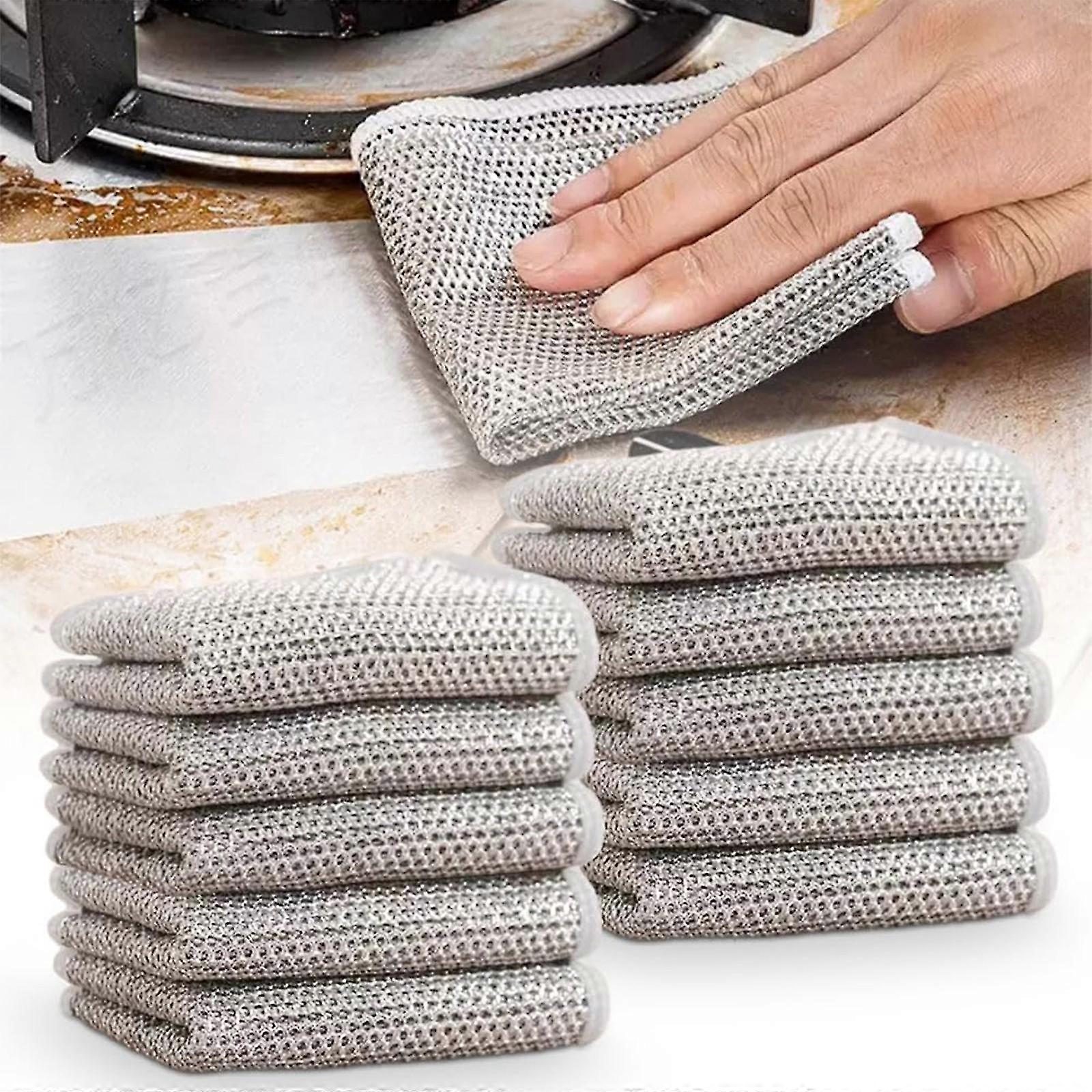 10-Pack Multi-Purpose Wire Dish Cloths Double-Pack - Multi-Purpose No-Scratch Wire Dish Cloths Double-Pack - Reusable Premium Metal Scrubbing Pads 240
