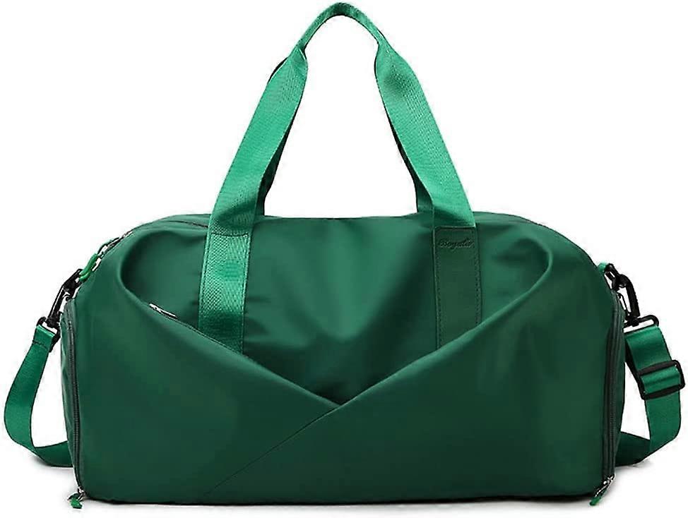 Morakot Sporttasche für Frauen Kleine Reisetasche mit Schuhfach Seesack für Sport Wochenende Yoga Schwimmen Schwarz-S Grün