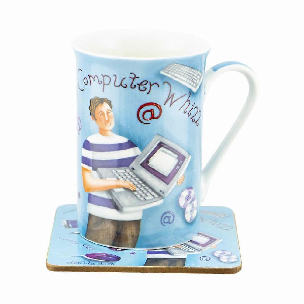 Dakota Colours Computer Whizz Premium Quality and Stylish Mug and Coaster Set