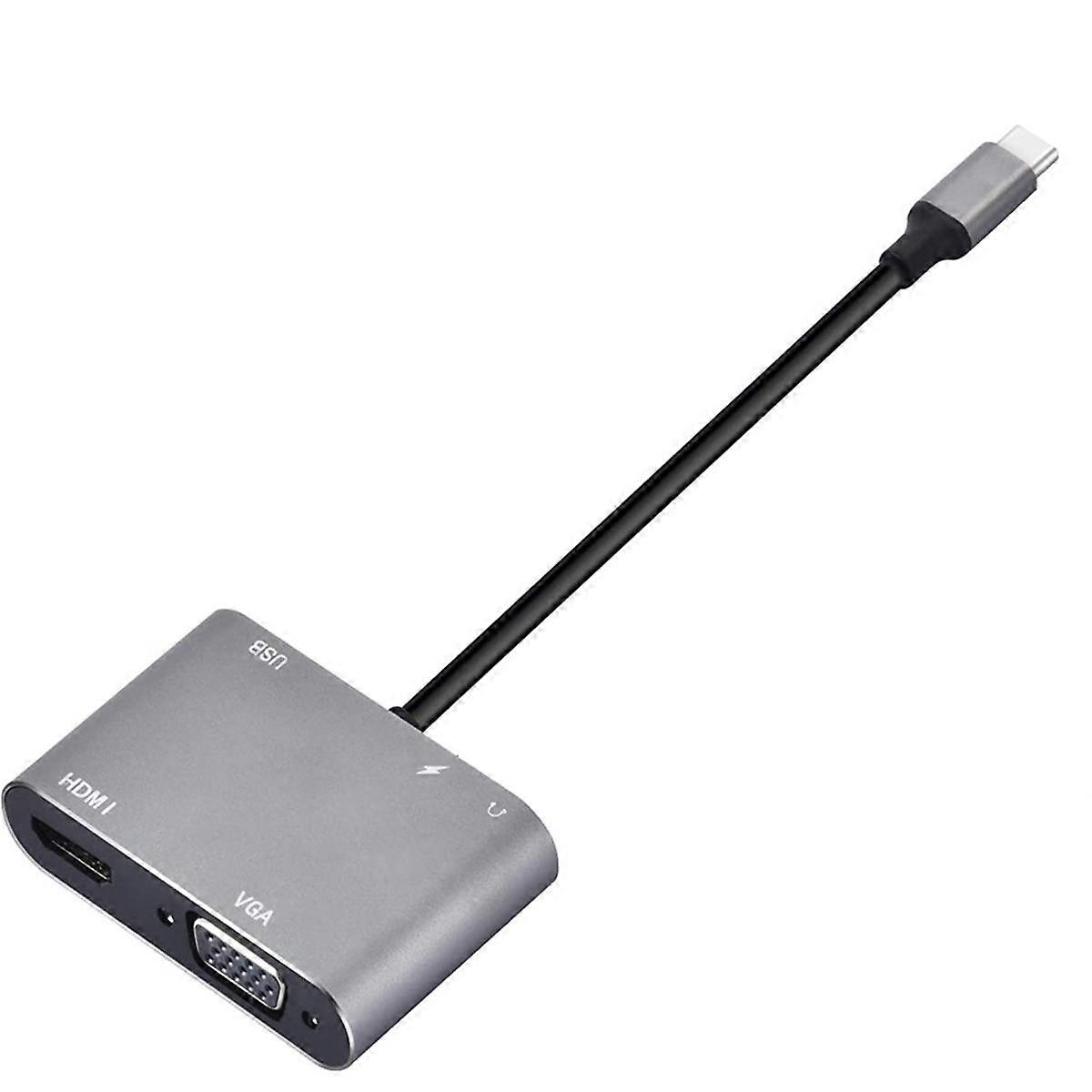 USB C Hub 5 in 1 Type C 3.0 Adapter to 4K -Compatible VGA USB 3.0 PD Fast Charge Splitter Extend fo