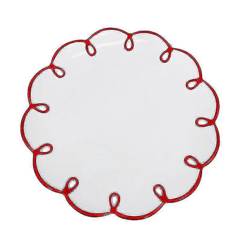 Ins Creative Retro Red Border Flower 9 Inch Disc Ceramic Plate