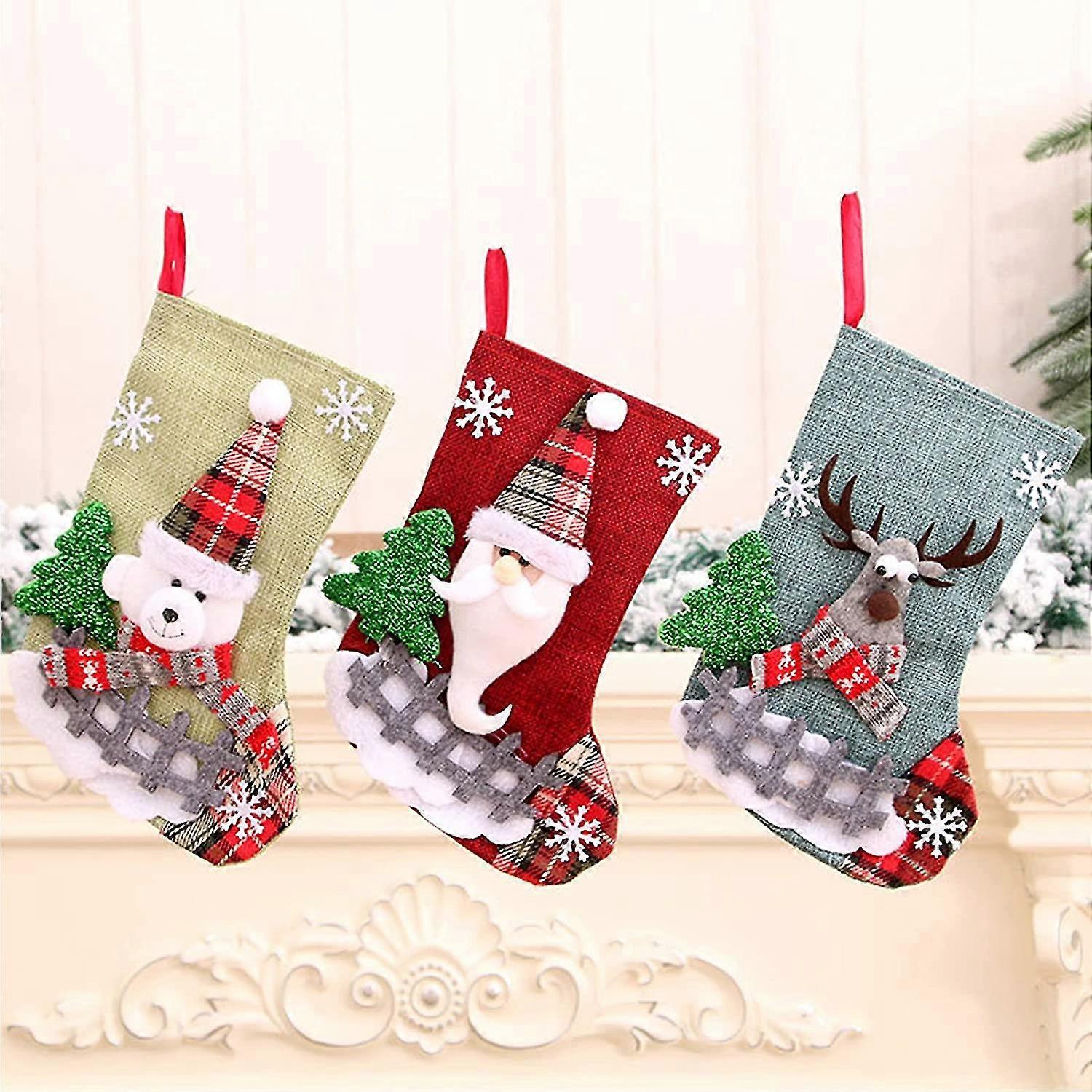 3 Pack Christmas Stocking Bag Ornaments