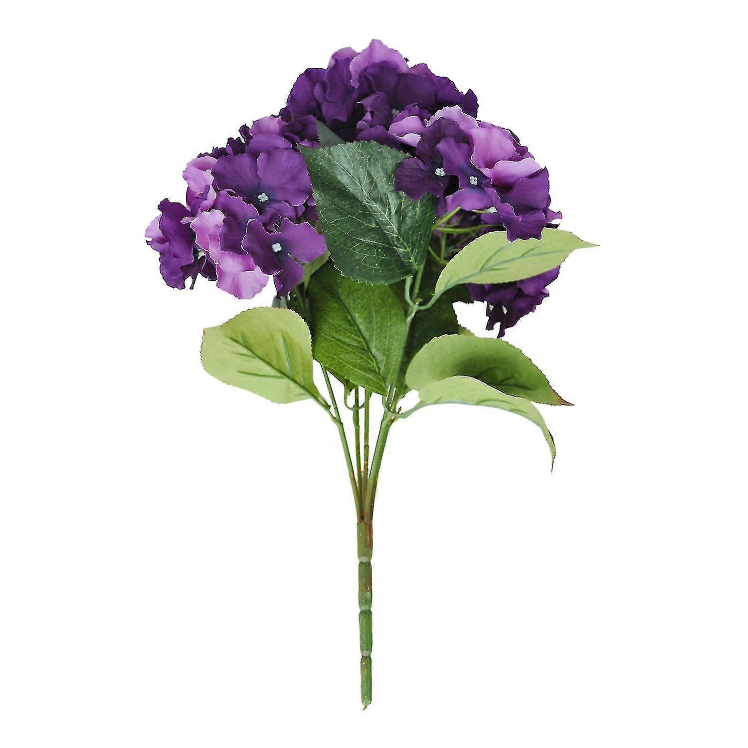 Artificial Hydrangea Flower 5 Big Heads Bouquet Purple