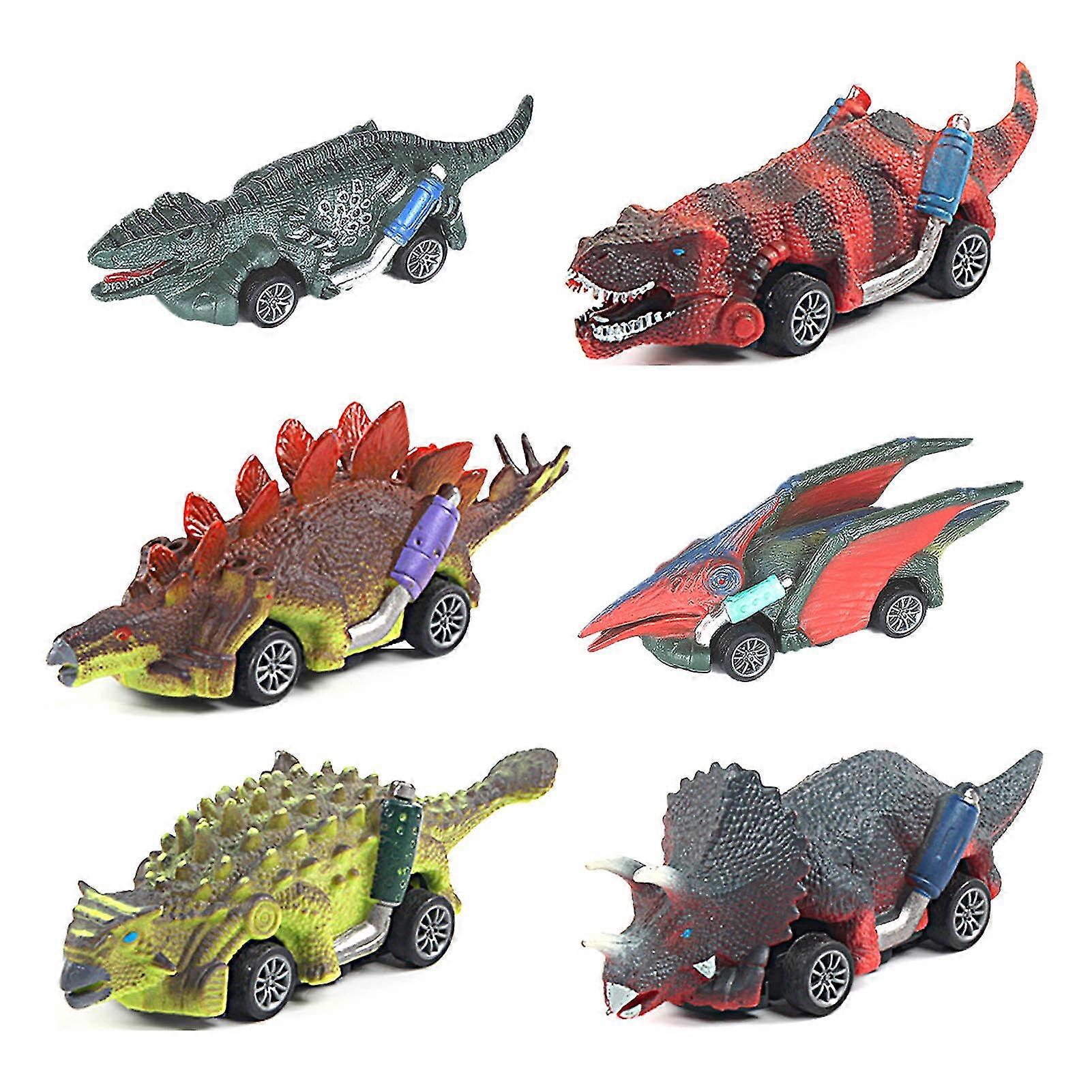 6pcs Pull Back Dinosaur Car Toys Highly Simulated Dinosaur Toys Interactive Toddler Dinosaur Vehicle For 46 Years Old