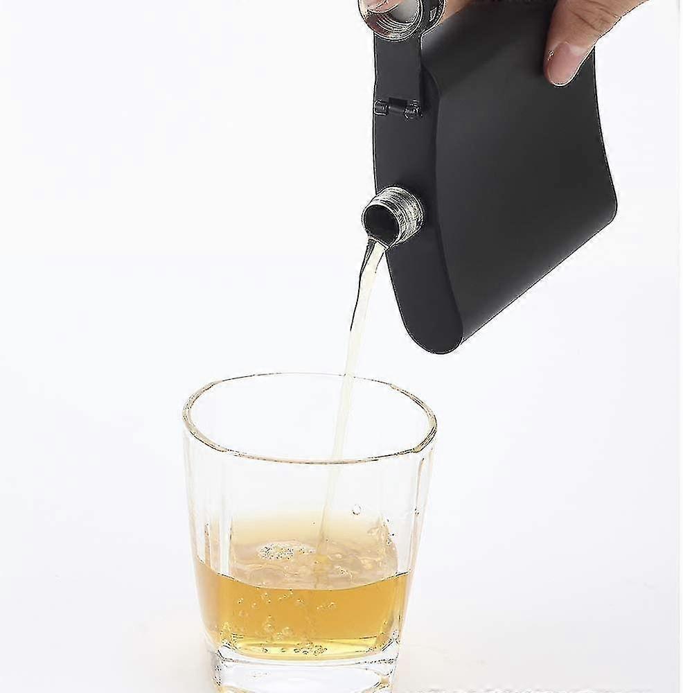 Hip Flask For Liquor Matte Black 6 Oz Stainless Steel Leakproof With Funnel