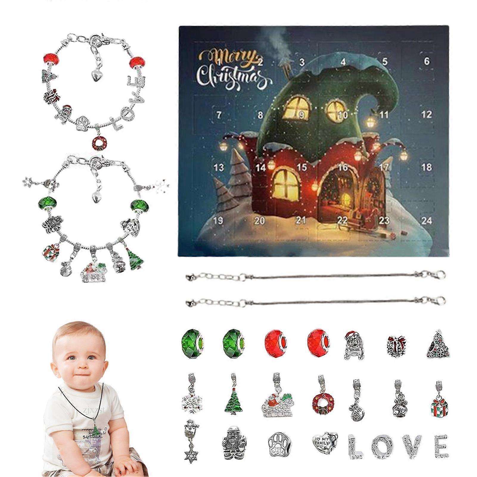 Christmas Advent Calendar Charm Bracelet 24 Days Countdown Advent Calendar With 2 Diy Bracelets Diy Christmas Themed Charm Bead