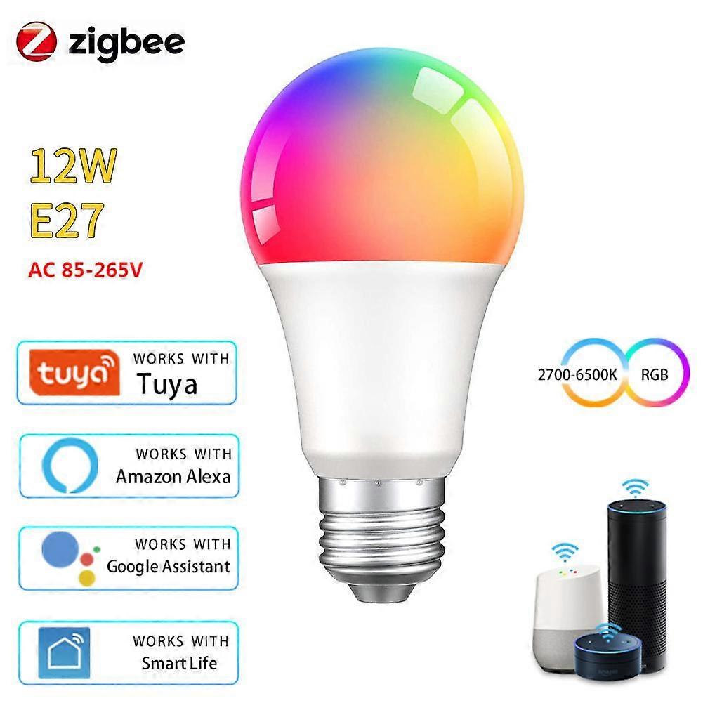 Zigbee 3.0 Smart Light Bulb Tuya Bulb RGBCW 12/15/18W Color Changing LED Light E27 110V 220V Smart Life APP Compatible Alexa Google Home