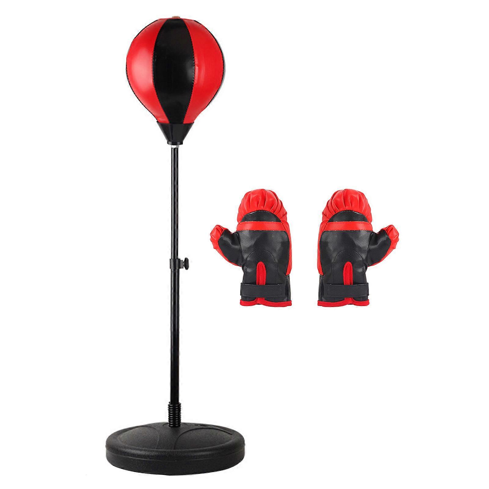 Kids Punching Bag Stable Stand Stress Relieve Improve Coordination Boxing Bag Toy with Gloves L 1.55m / 61in with Large Gloves